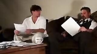 A guy pushed his brother's cock into his sister's pussy