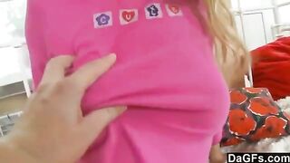 A sweet young blondie plays with her favorite sex toy and indulges in some intimate fun