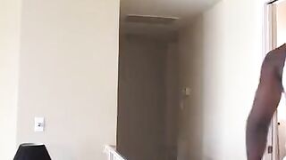 A cute blonde girl has anal sex with a black man on the couch