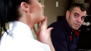 Alektra Blue has a massage and sits on a dick covered with oil