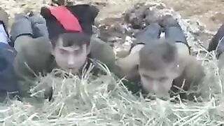 The boy brought the girl to the barn and fucked her