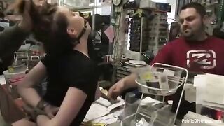 A girl was fucked hard in a store, and it was all caught on camera