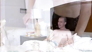 Amber Rain fucked by her husband and his friend in a steamy scene