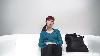 Red-haired 18-year-old agreed to fuck and give a blowjob at casting