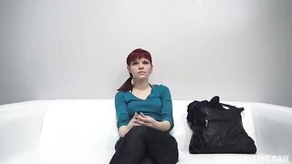 Red-haired 18-year-old agreed to fuck and give a blowjob at casting