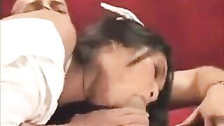 A hot nurse with sexy long legs gives you a blowjob