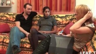 The girl quickly realized that they wanted sex from her, so she gave in