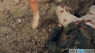 Man fucked two sexy blondies in the warehouse