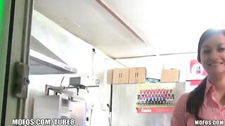 The girl is fucking for money, she is a saleswoman and she is not proud of it