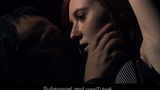 Redhead teen gets fucked in a dark room