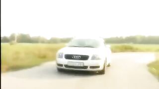 A blonde girl was asked to show her vagina on the hood