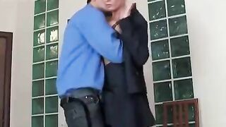 A sexy Russian lady is fucking with her young boss in stockings