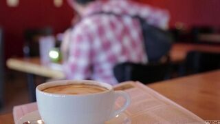 The guy picked up an Asian chick in the cafe and fucked