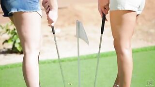 The beauty got lost and found lesbian sex in golf, eporn style