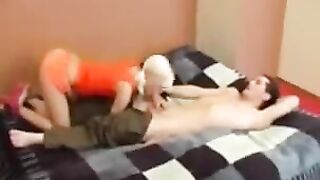 A girl could not resist her brother, and she began to fuck with him