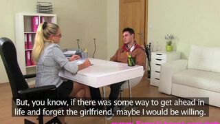 Blonde actress fucked at casting on the couch in HD