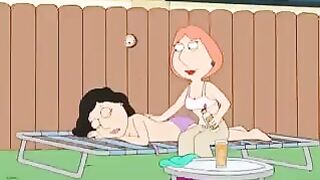 Lesbian sex with Griffin’s characters Bonnie and Lois in a cartoon style
