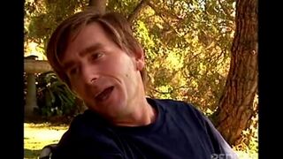 A young and beautiful girl is having sex in nature