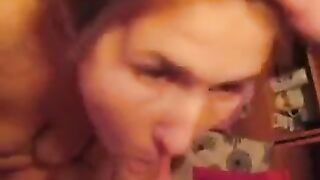The guy finished right in the girl’s mouth in a steamy homemade scene
