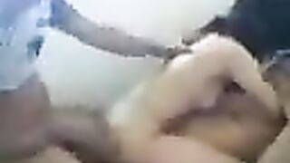 Young Asian beauty takes two cocks in her sweet pussy
