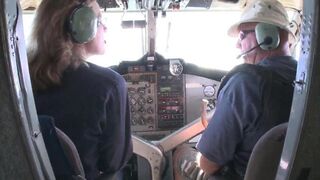 Blonde stewardess with big natural tits gets passionately fucked hard
