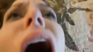 A man gets his dick sucked by a woman at home