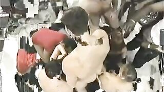 The crowd fucked a hot young chick with big boobs