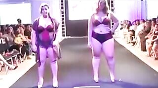 Fatty bitches in swimsuits ran on the camera for money