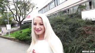 A hot blonde with natural tits enjoys intense private action