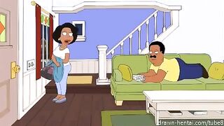 Porn parody of the TV show Cleveland, where family members have sex