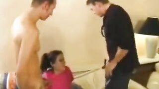 A young nanny lost her purity while working in the house
