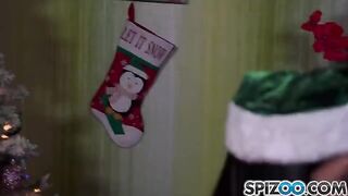 Two Snow Maidens get fucked by a horny Santa Claus on the couch