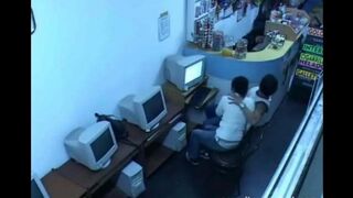 A girl was caught having sex in a webcam in the Internet cafe