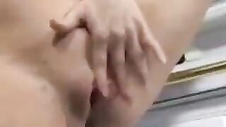 A man came inside a pregnant woman's kitchen and released cum