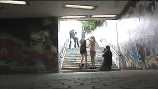 A rough sex with a tied up girl on the street, full of passion