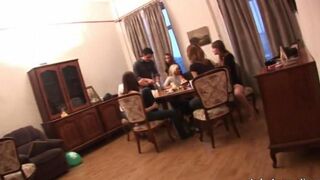 Two Russian students got fucked at a party by a crowd of guys