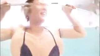 A very small dick was sucked by a passionate brunette