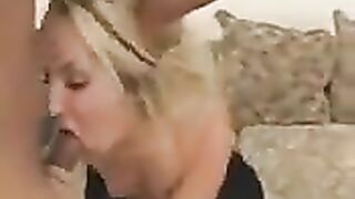Hot blonde girl with juicy ass makes a stunning blowjob and more