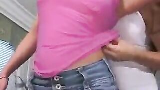 The girl with a pierced pussy, Cooney, was caressed by her girlfriend