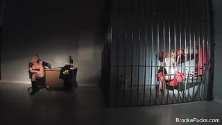 The guy masturbates at his post as a guard