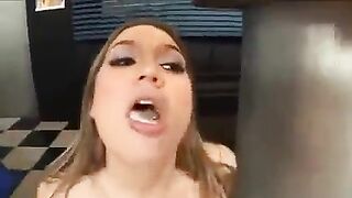 Fellow receives a spermoplog from a busty BBW