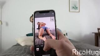 Babe talking on the phone with boyfriend while getting fucked