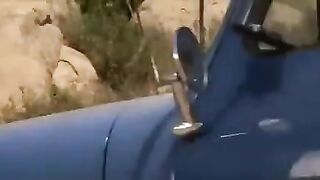 The driver tore the ass of the girl right on the highway, what a wild ride!