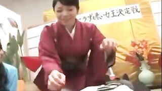 Hairy Asian pussy exposed in public hot spring for cum shot