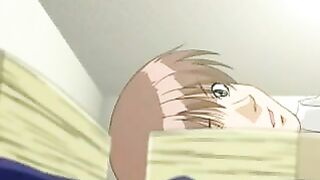 The big-eyed Hentai girl is good at making blowjobs