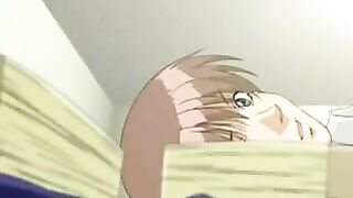 The big-eyed Hentai girl is good at making blowjobs