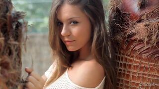 Young Russian whore stripping and showing her holes