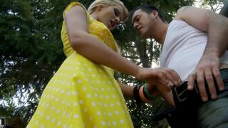 Babe fucked hard on the hard dick of her boyfriend on his motorcycle