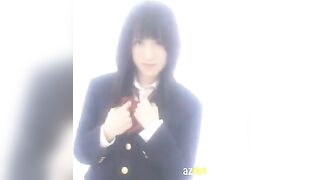 A Japanese schoolgirl masturbates furiously and reaches a powerful climax