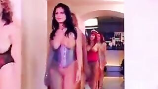 Gangbang with a woman who has big natural tits